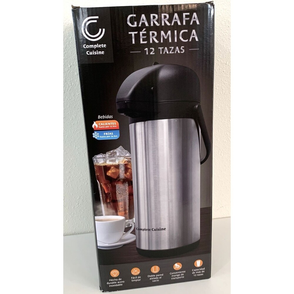 Complete Cuisine 12-Cup Thermal Carafe Stainless Steel Hot 12 Hrs/Cold 24 Hrs.